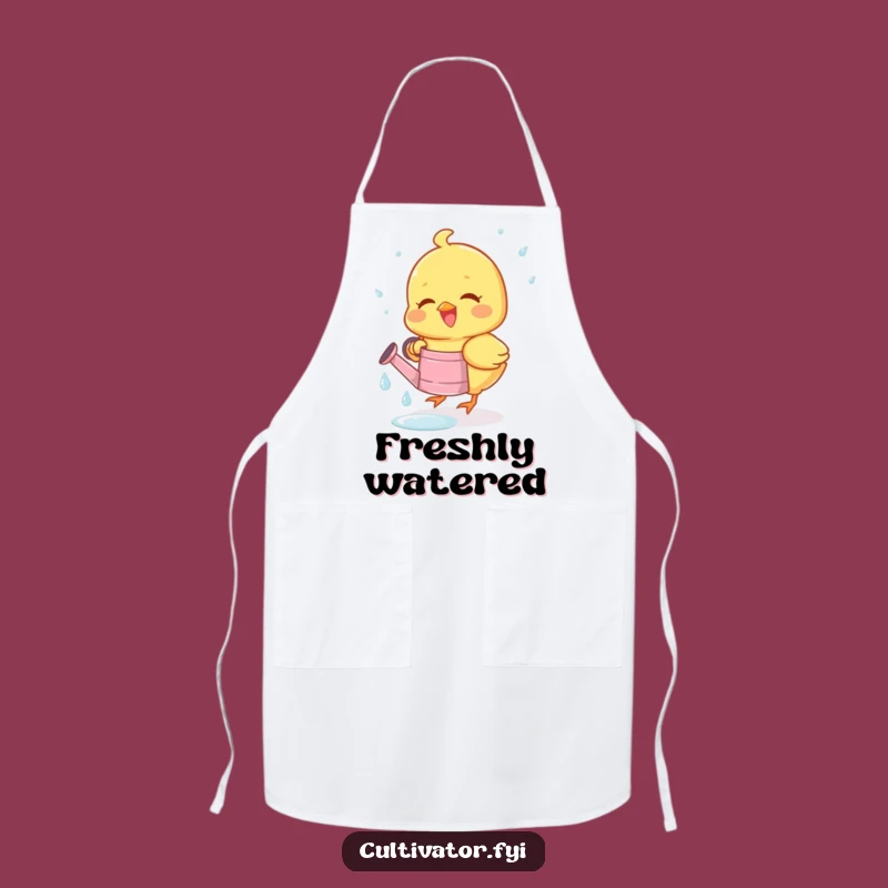 Funny Chick Dewdrop Apron - Joyous Bird Collecting Drops, Perfect Garden Gift