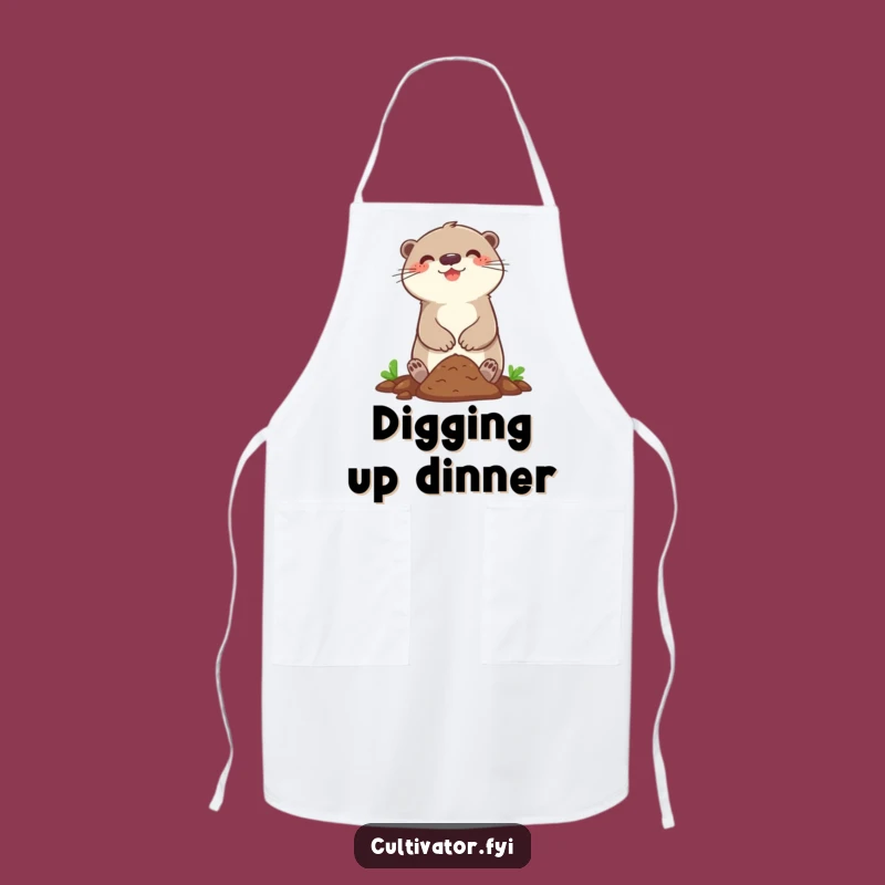 Funny Otter Gardener Apron: Happy Character Digging Soil