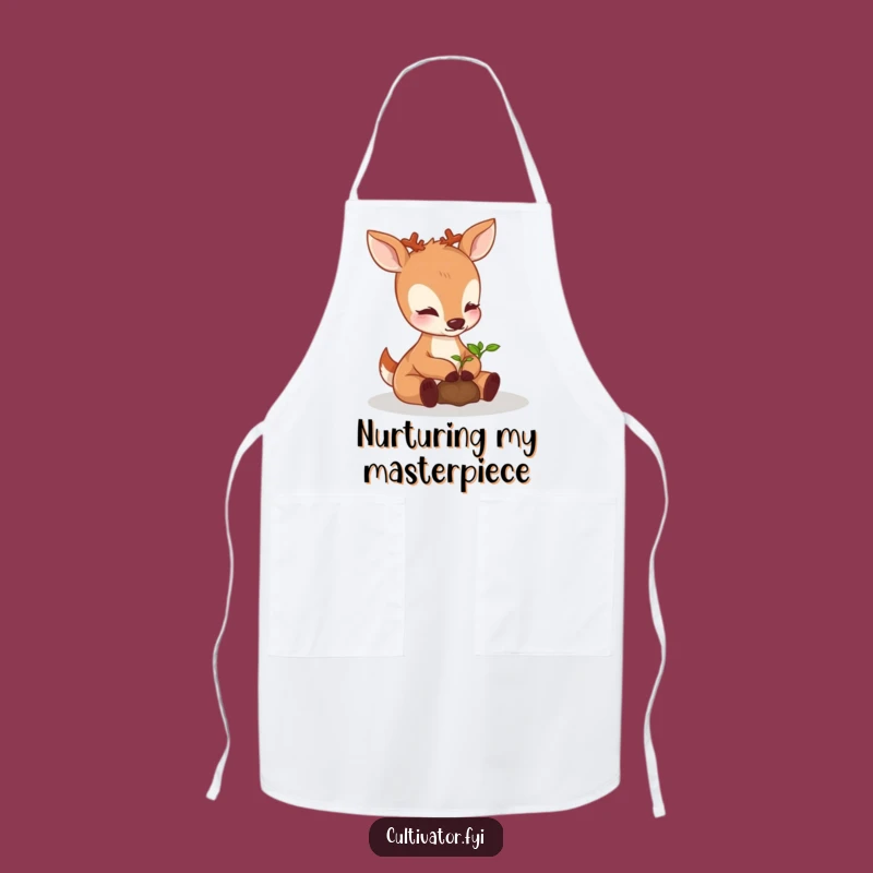 Funny Perky Deer Nurturing Seedling Apron - Kitchen & Garden Humor