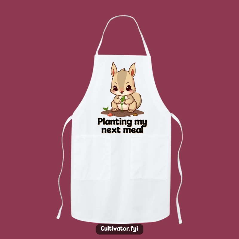 Funny Squirrel Gardener Apron: Determined Character Planting Seed