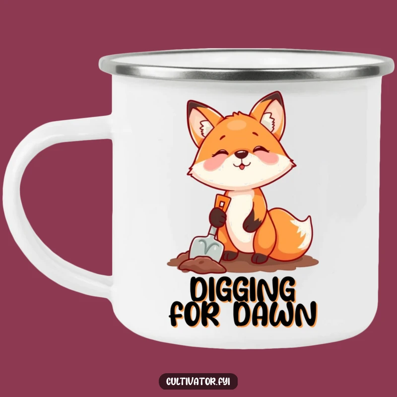 Funny Fox Digging Camping Mug: Durable, Humorous Drinkware for Outdoor Explorers