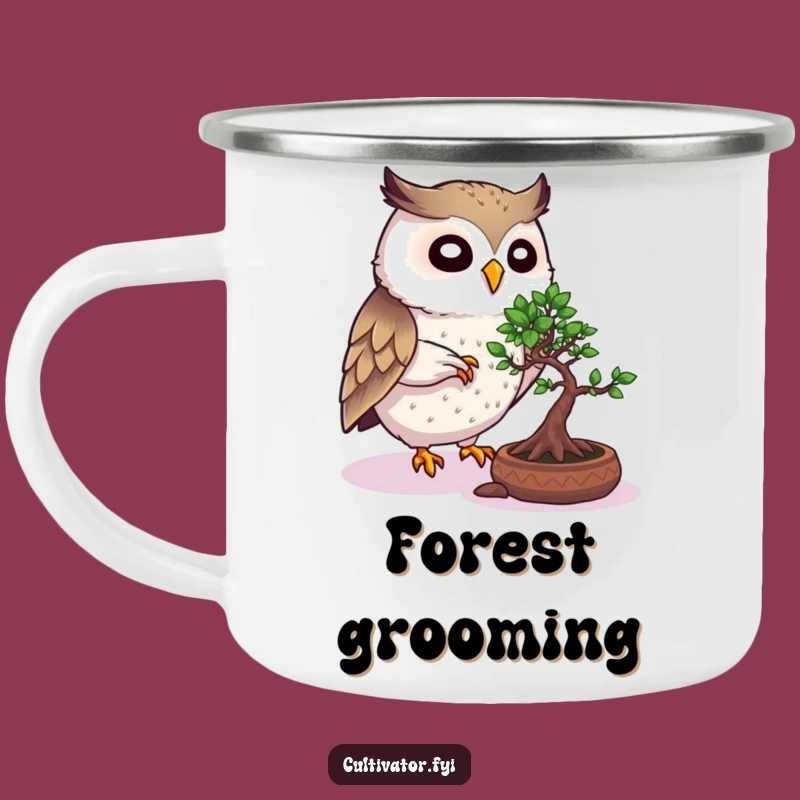 Funny Owl Bonsai Camping Mug: Outdoor Wisdom Cup, Ideal Funny Gift