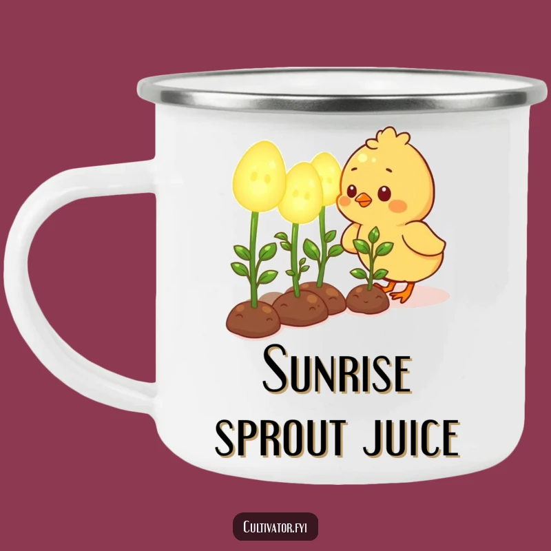 Funny Chick Glowing Garden Enamel Camping Mug - Adorable Outdoor Gift