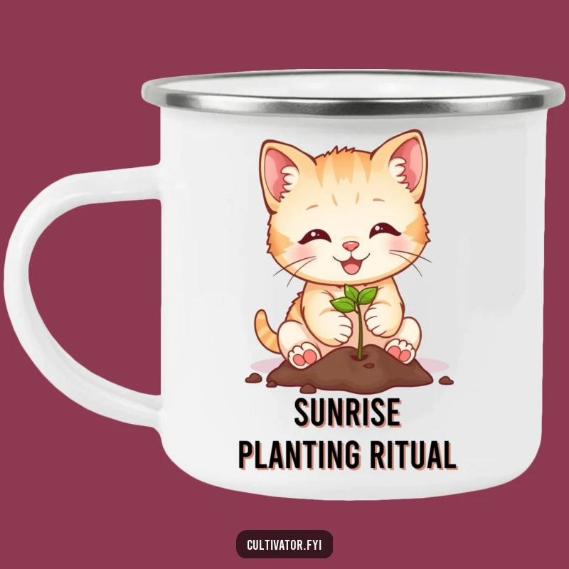 Funny Kitten Planting Camping Mug: Durable, Humorous Drinkware for Outdoor Gardeners
