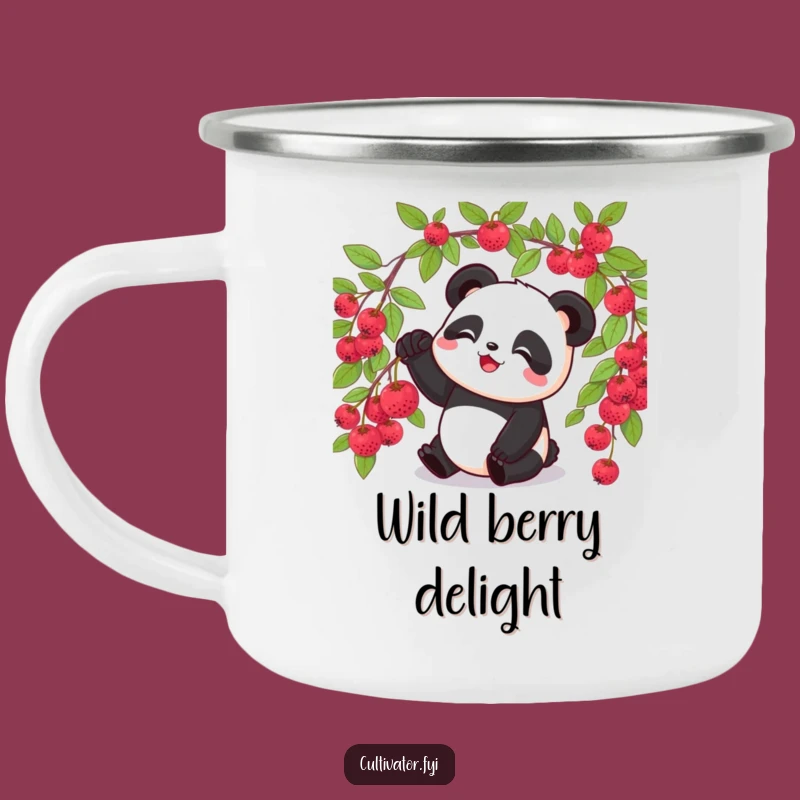 Funny Panda Berry Camping Mug - Rustic Snack Companion!