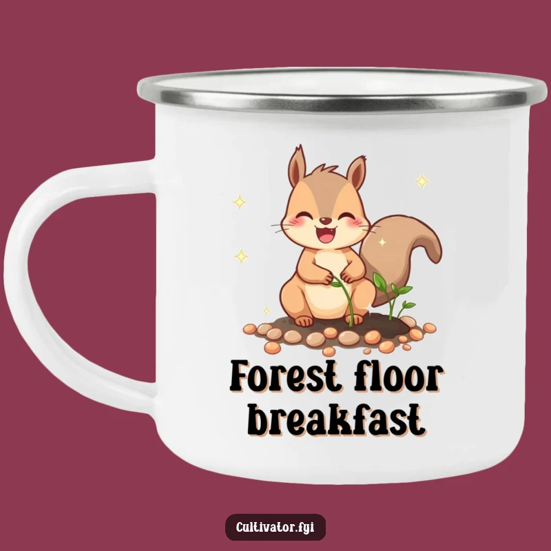 Funny Squirrel Planting Seeds Camping Mug: Adventure Fuelled by Garden Laughs