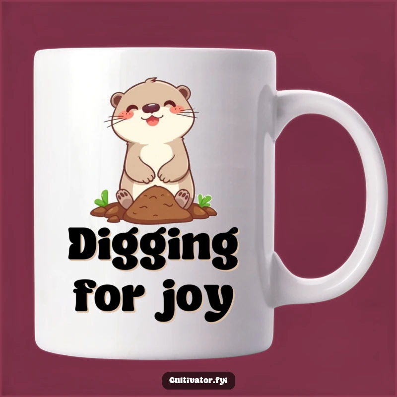 Funny Happy Otter Gardener Mug: Joyful Digging in Soil