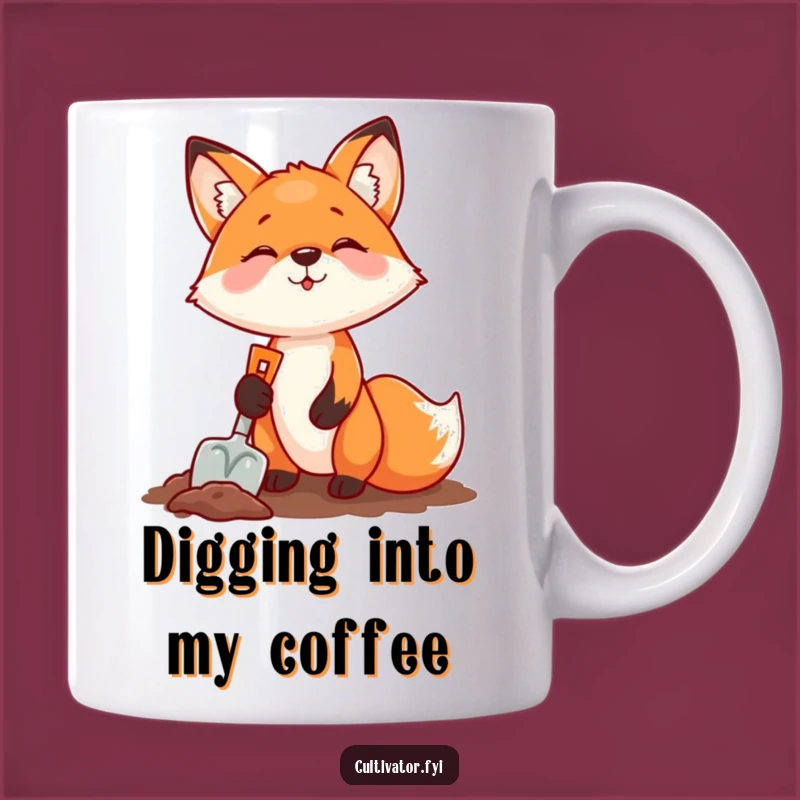 Funny Fox Digging Mug: A Gardener's Humorous Gift for Enthusiastic Diggers