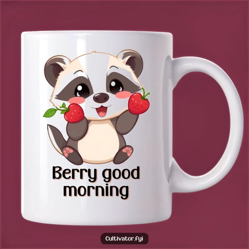 Funny Badger Berry Mug - Playful Showing Off Fresh Pick, Perfect Treat Gift