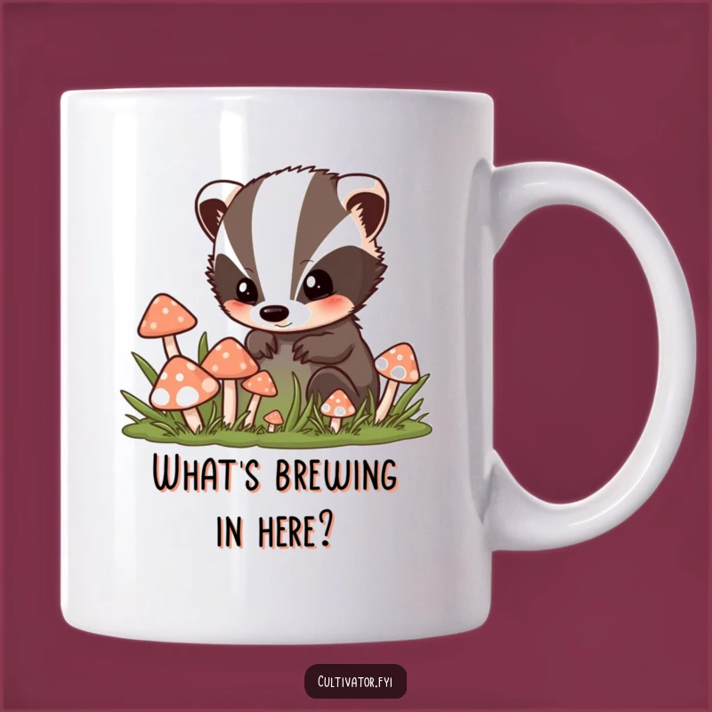 Funny Badger Mushroom Mug - Curious Forest Humor - Perfect Funny Gift