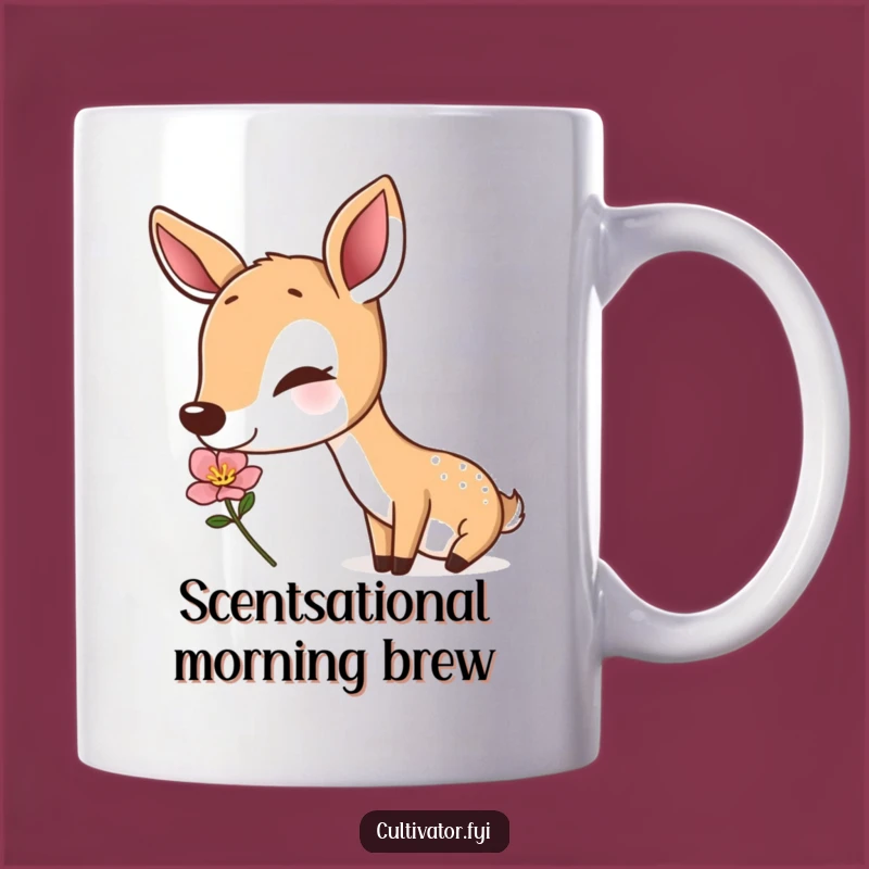 Funny Deer and Flower Mug: A Contented Moment, Perfect Funny Gift for Nature Lovers