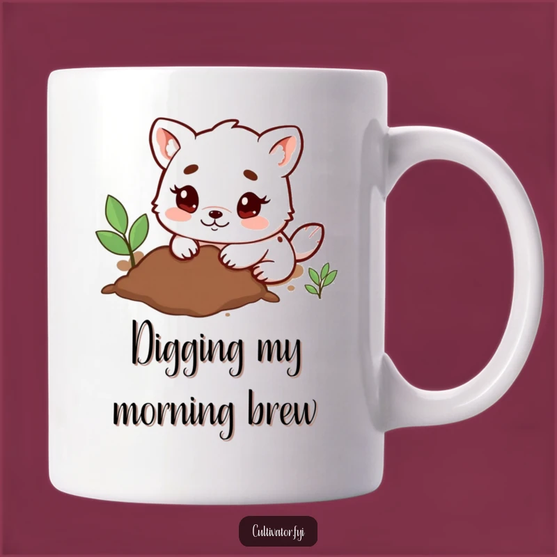 Funny Digging Animal Mug: Happy Paws Get Dirty, Great Gardener Gift