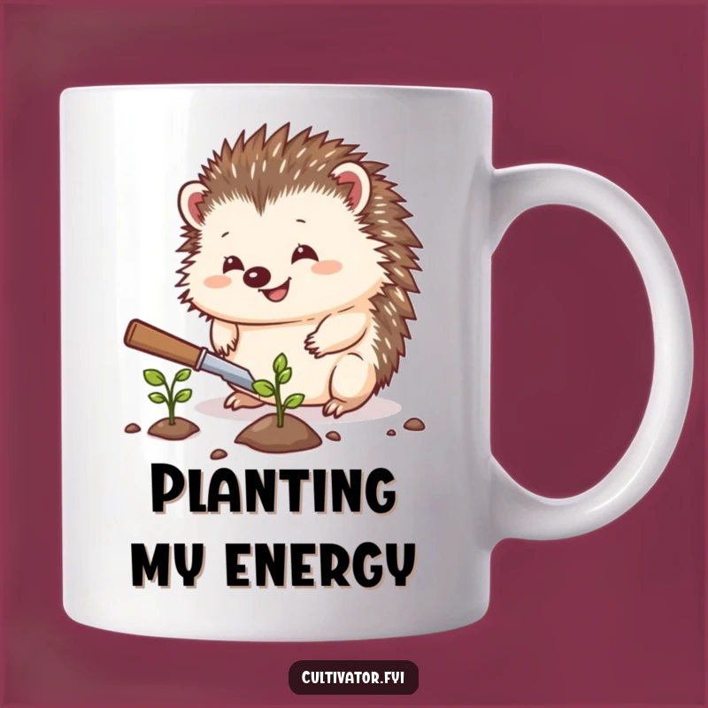 Funny Hedgehog Mug: Gardener Hedgehog, Planting Fun, Perfect Funny Gift