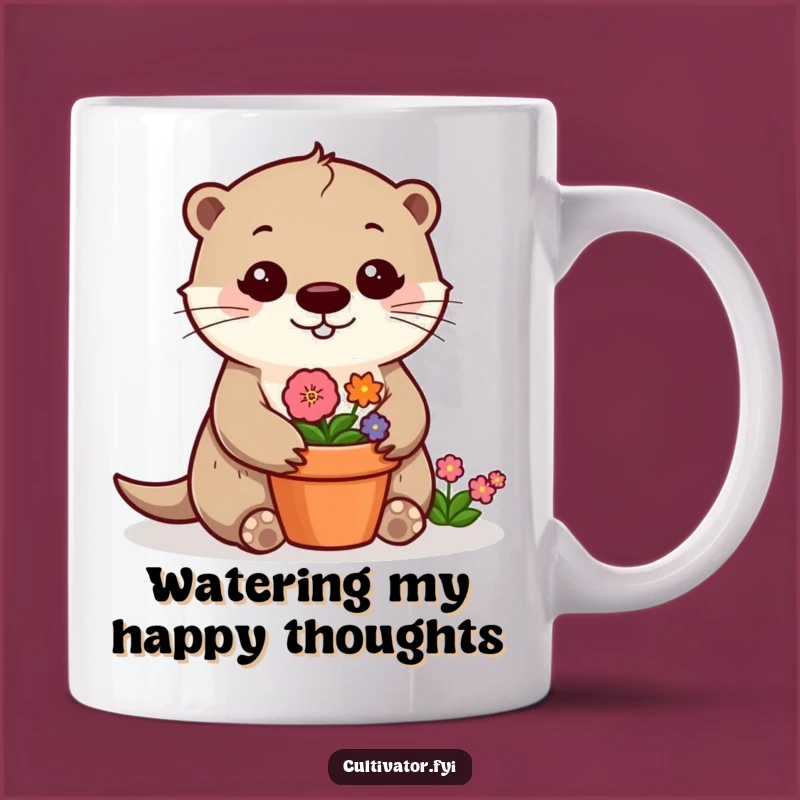 Funny Otter Flower Mug: Cheerful Gardener Design, Perfect Funny Gift for Plant Lovers
