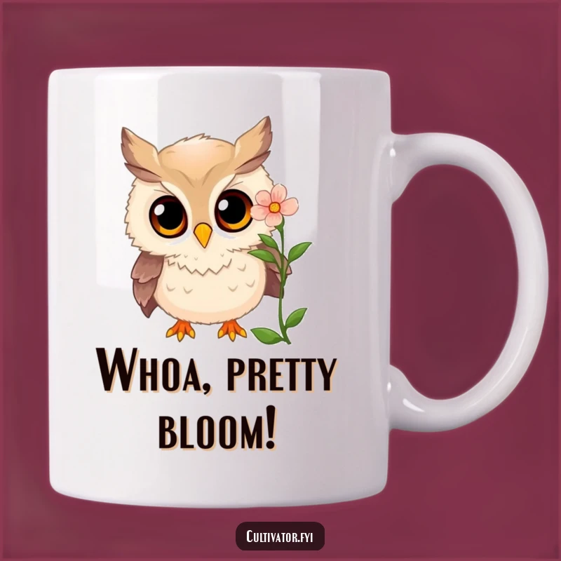Funny Owl Mug - Curious Flower Admirer, Perfect Gift for Nature Lovers