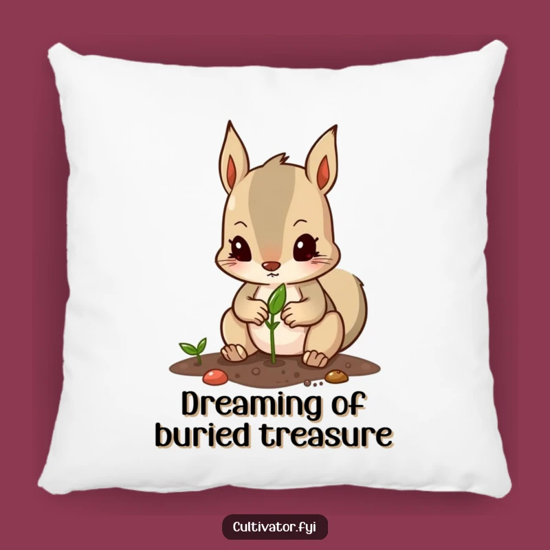 Funny Squirrel Planter Pillow: Determined Character Planting Seed
