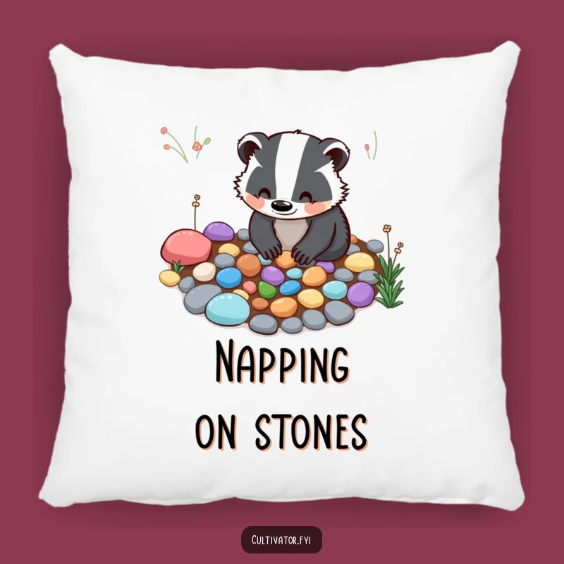 Funny Badger Garden Pillow - Cozy Accent with Nature's Charm