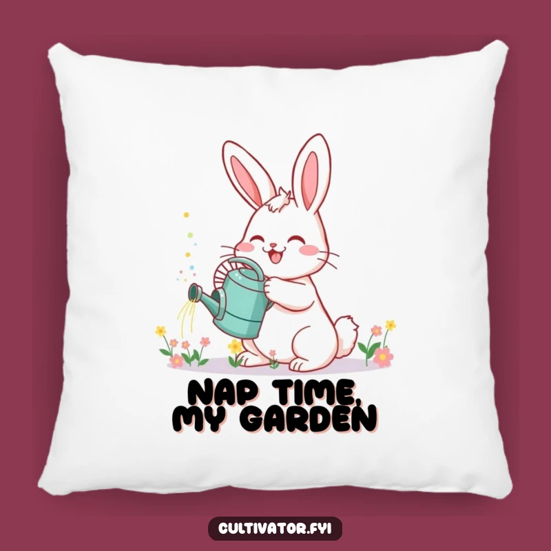Funny Bunny Garden Pillow: Cozy Sprinkling Flower Friend Cushion, Cute Funny Gift!