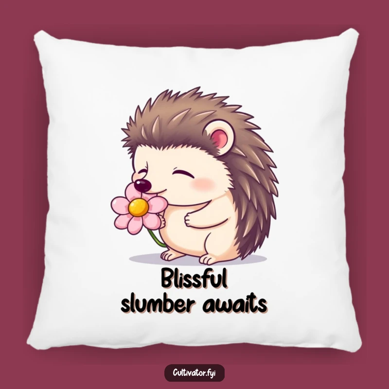 Funny Hedgehog Flower Pillow - Contented Smelling Bloom, Cozy Serene Gift