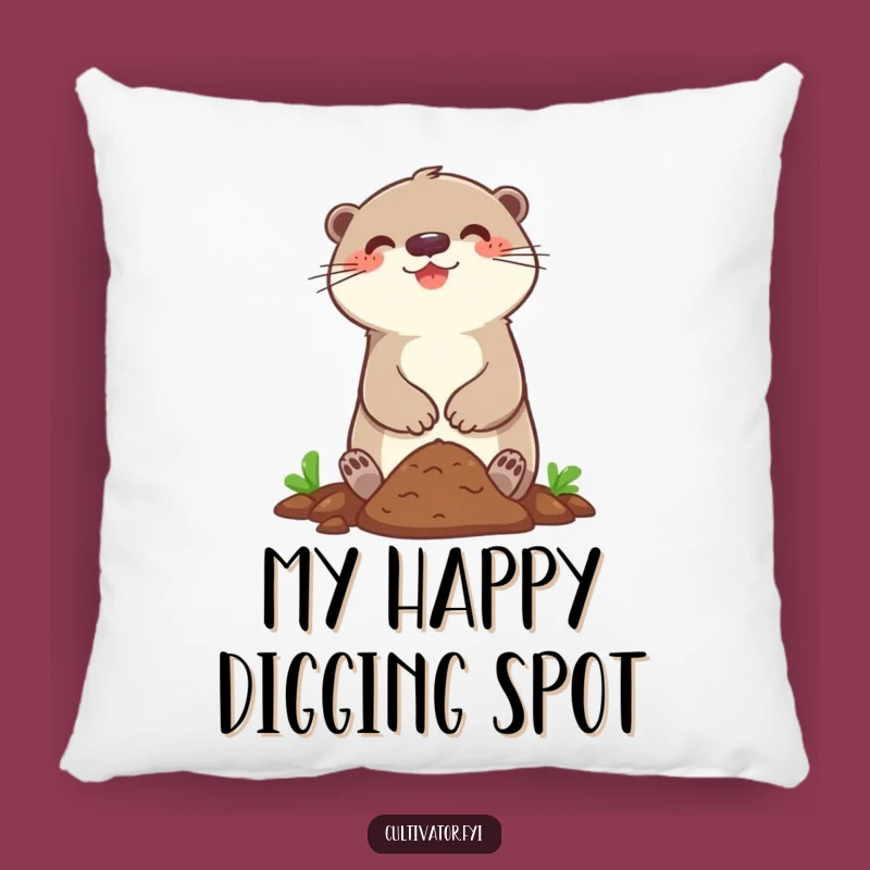 Funny Otter Plant Pillow: Happy Character Digging Soil