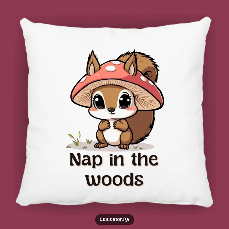 Cozy Funny Squirrel Mushroom Pillow: Cuddle Up with Woodland Charm