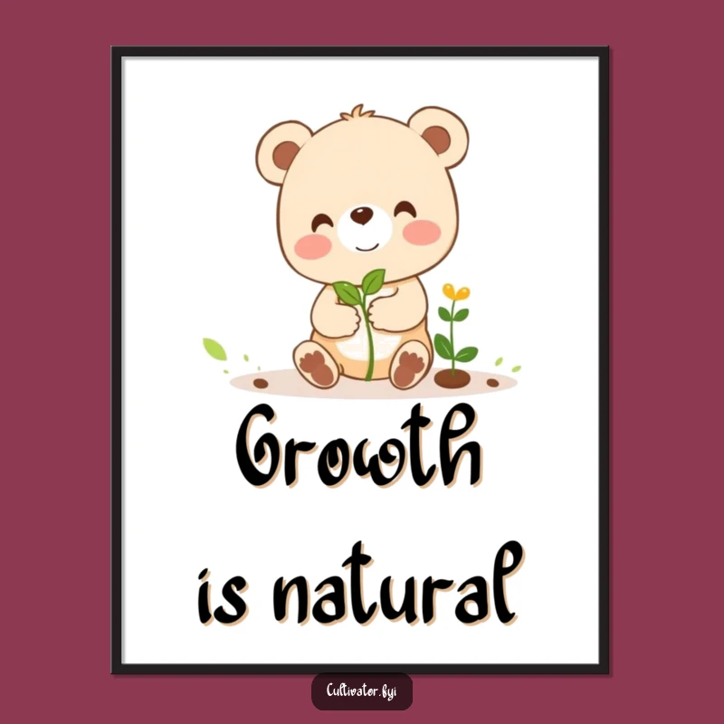 Funny Bear Cub Sprout Digital Art: Instant Hilarious Nature Decor
