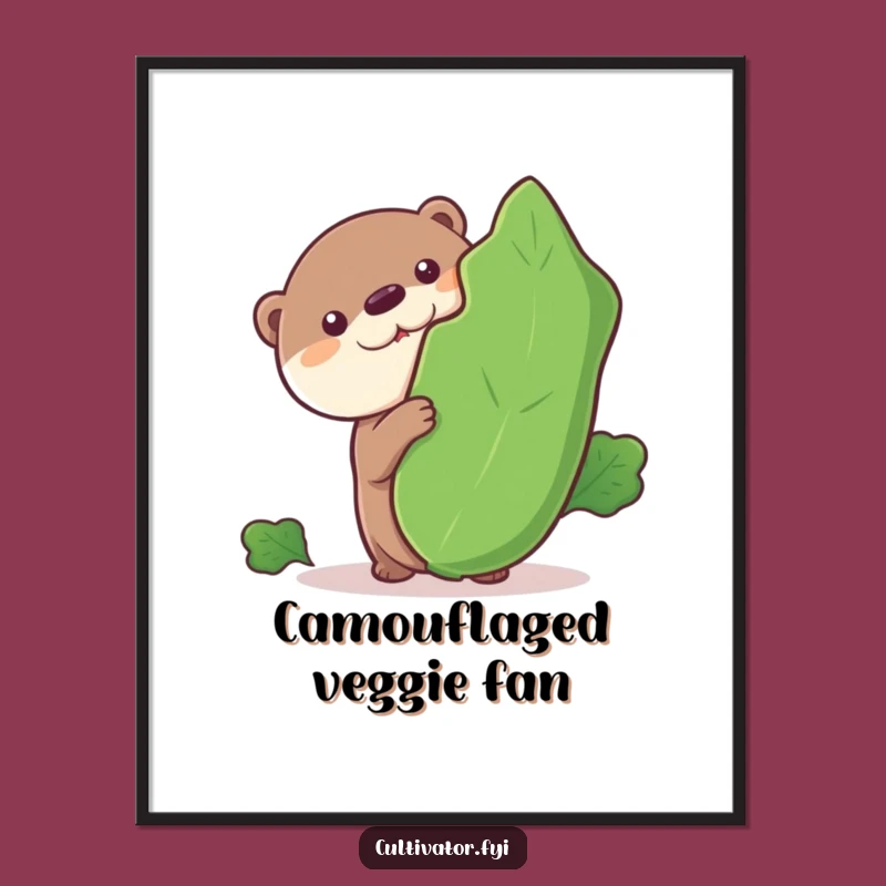 Funny Otter Digital Art: Curious Peek, Printable Veggie Art, Hilarious Decor Gift