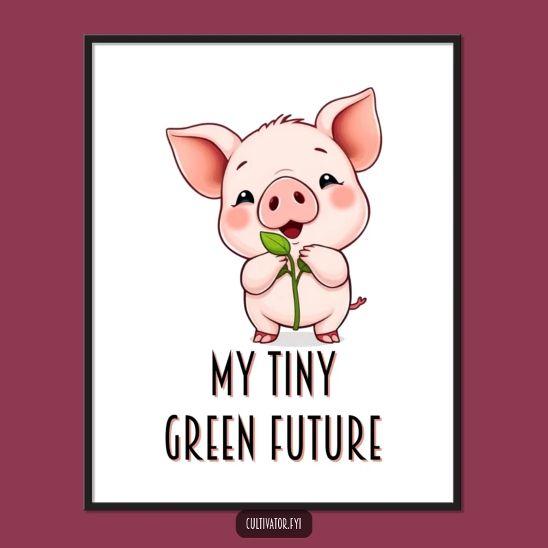 Funny Piglet Sprout Art Print: Add Growing Whimsy to Walls