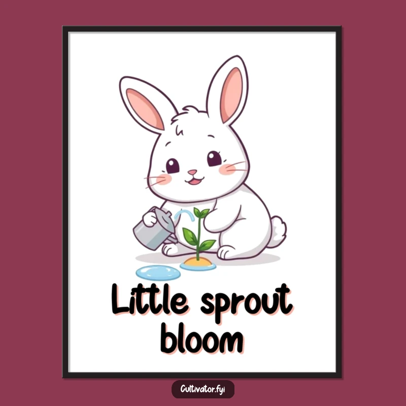 Funny Rabbit Gardener Digital Art: Bring Cheerful Nature Vibes Home