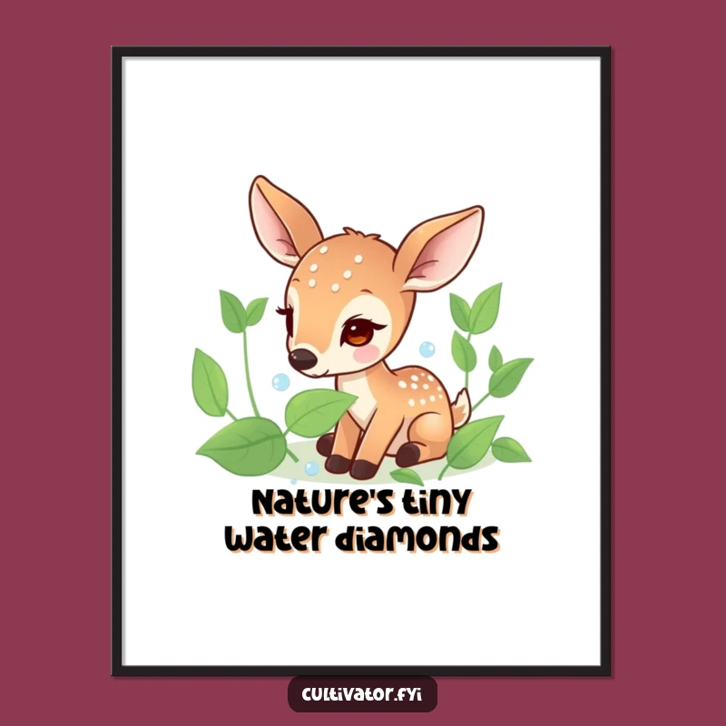 Funny Deer Dew Drop Digital Art Print - Instant Serene Download - Perfect Funny Gift