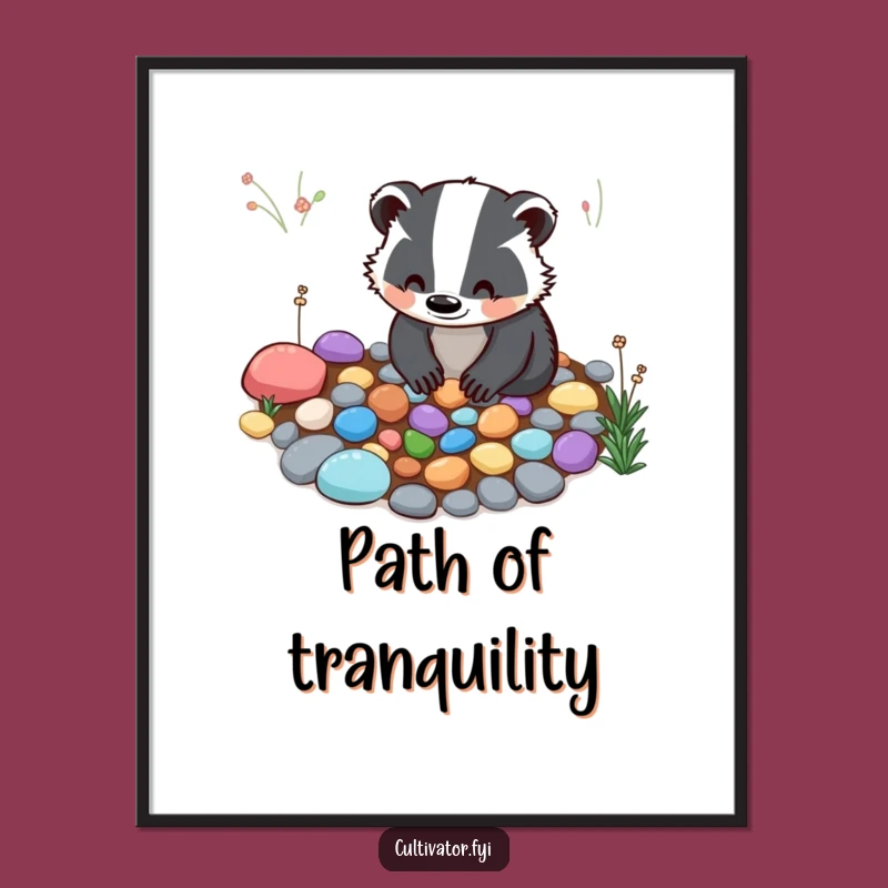 Funny Badger Garden Digital Art - Instant Download of Natural Serenity