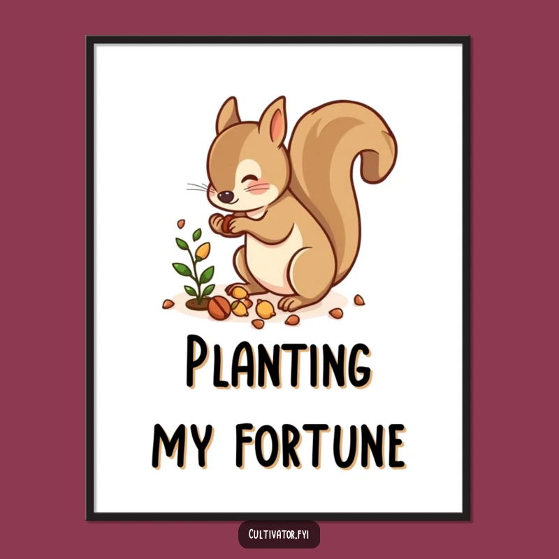 Funny Squirrel Nut Scatter Art Print: Bring Woodland Whimsy Home
