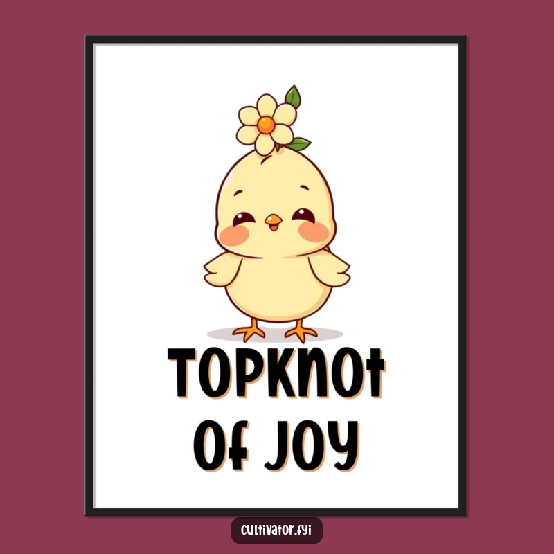 Funny Chick Digital Art: Happy Bloom, Printable Cheerful Art, Joyful Decor Gift