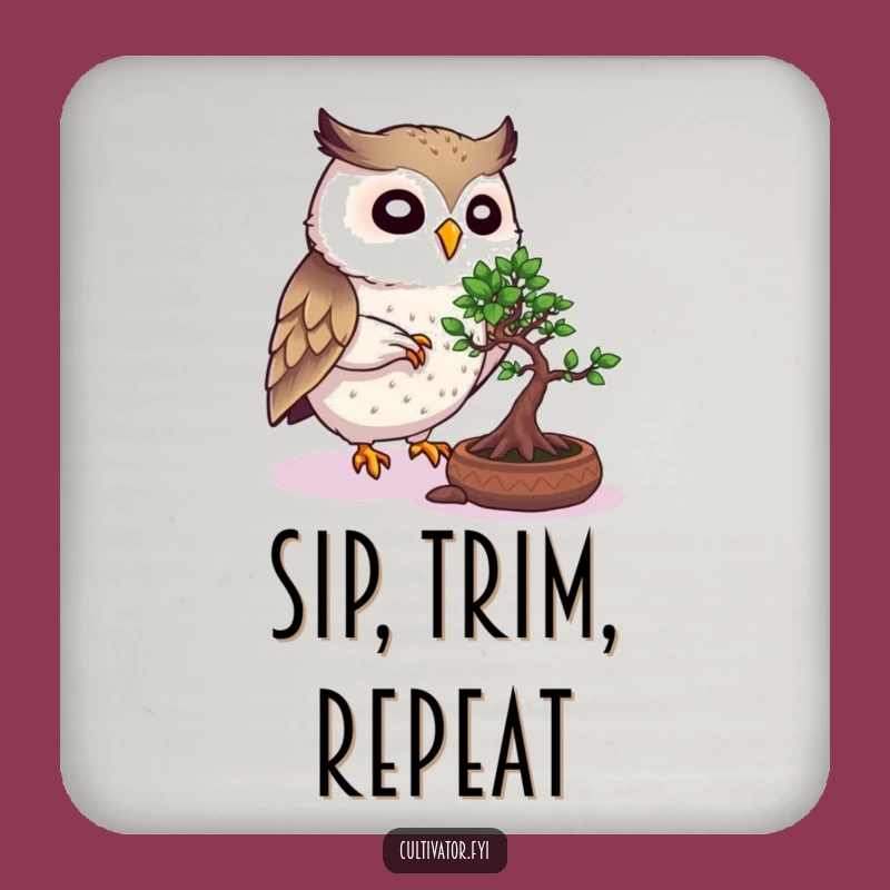 Funny Owl Bonsai Coaster: Protect Surfaces with Wise Humor, Great Gift