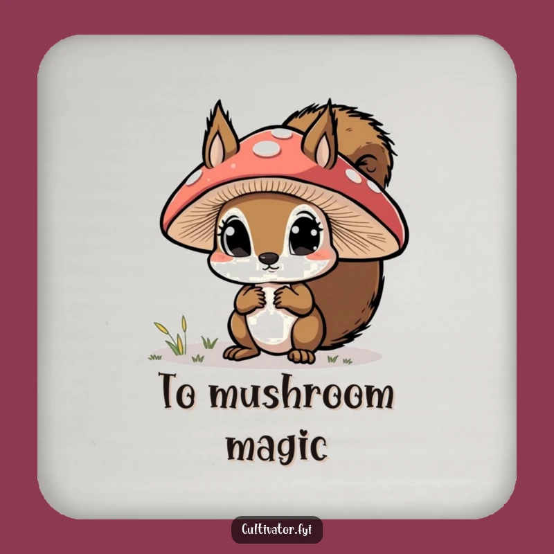 Funny Squirrel Mushroom Coaster: Protect Surfaces with Forest Humor