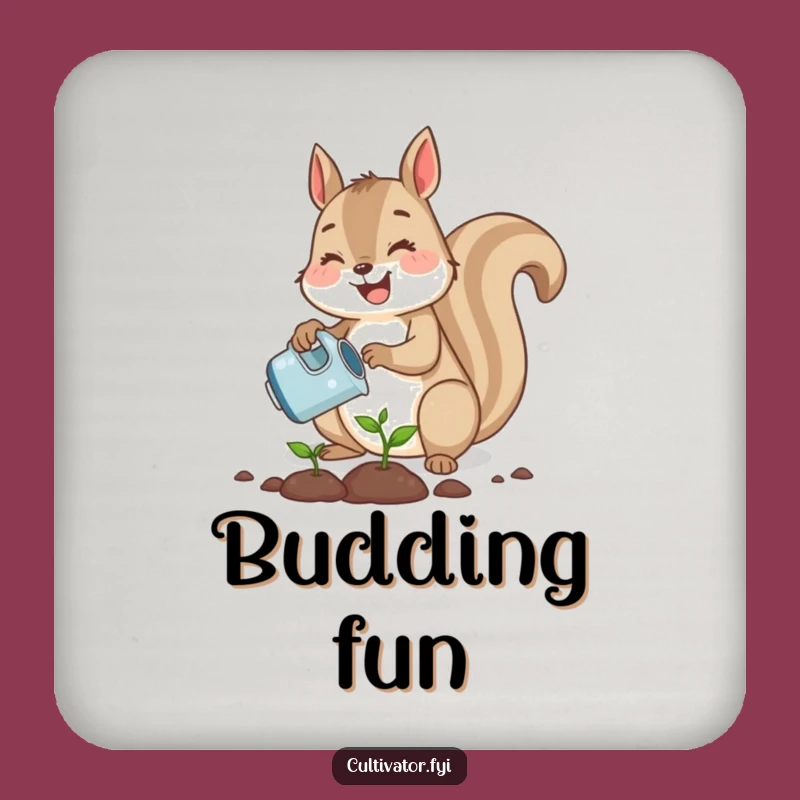 Funny Squirrel Planting Coaster - Protect Surfaces with Nature