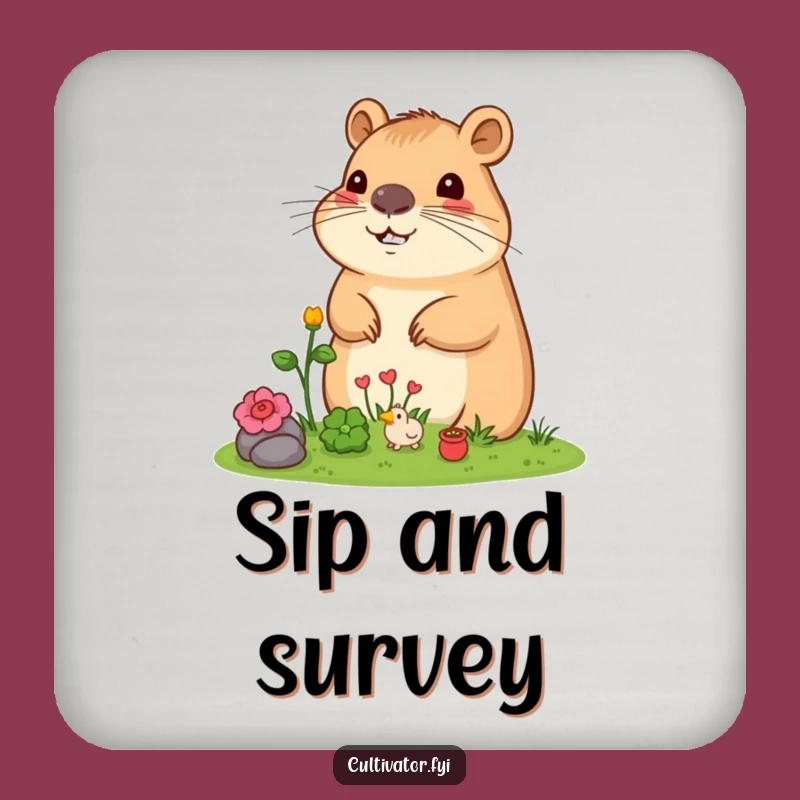 Funny Capybara Coaster: Protect Surfaces with Garden Humor, Great Funny Gift