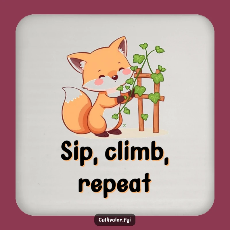 Funny Whimsical Fox Guiding Vine Coaster - Protect Surfaces with Charm