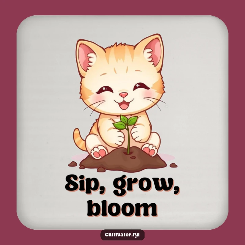 Funny Kitten Planting Coaster Set: Protect Surfaces with Cute, Humorous Gardening Flair