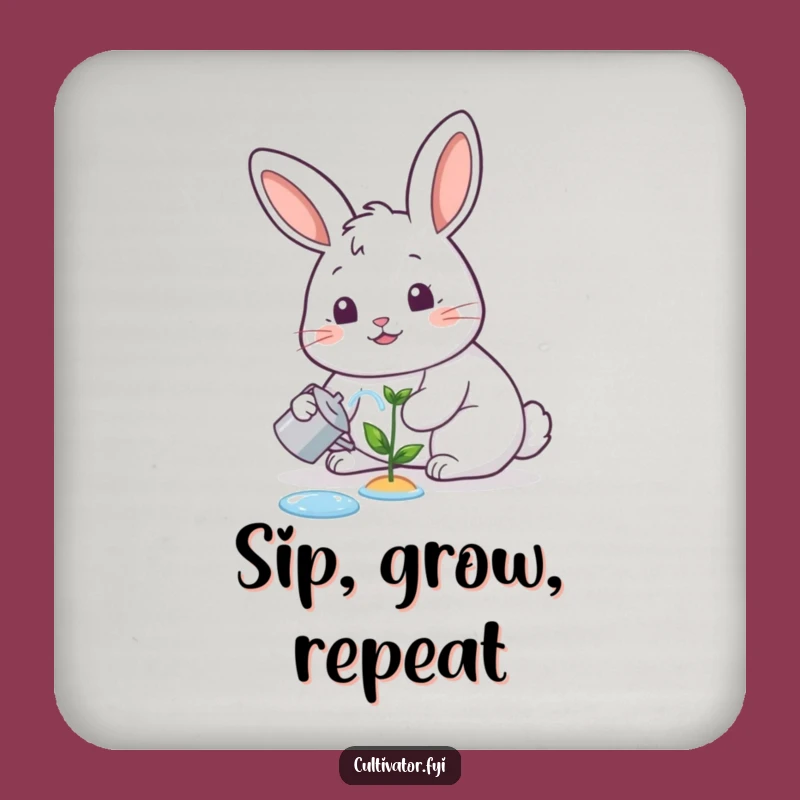 Funny Rabbit Gardener Coaster: Protect Surfaces with Nature's Humor