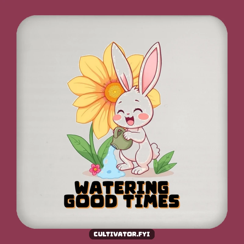 Funny Bunny Flower Watering Coaster - Cheerful Gift for Drink & Plant Lovers