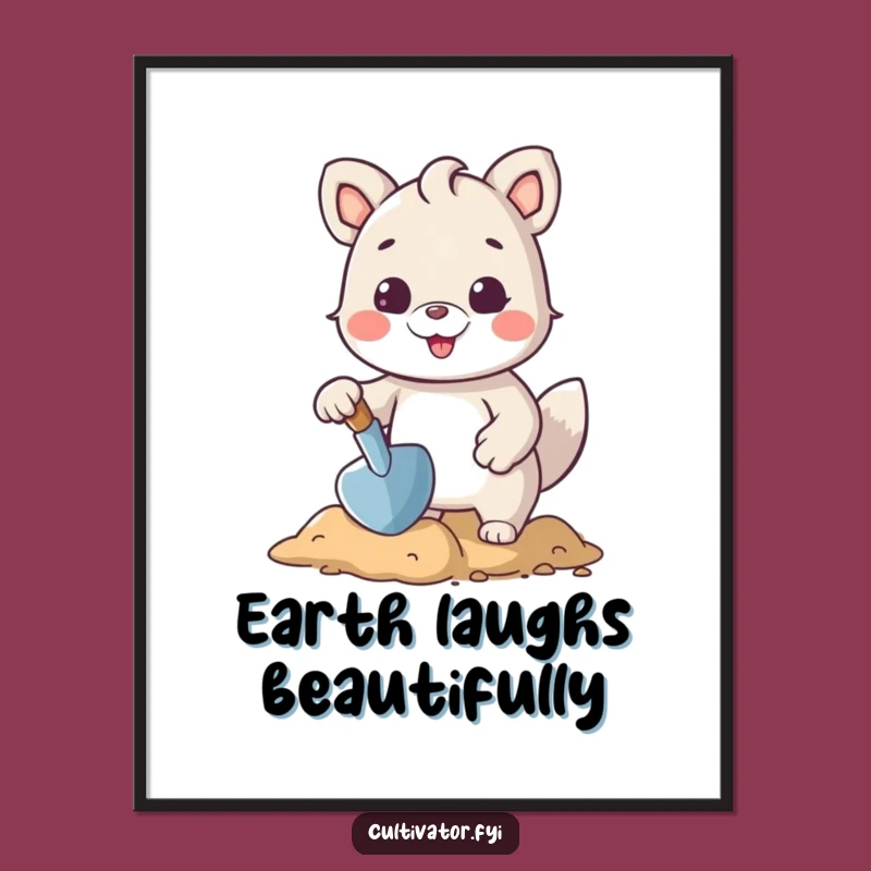 Funny Gardening Animal Poster: Trowel Time Art - Unique Funny Gift