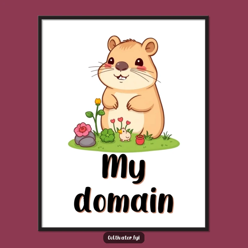 Funny Capybara Poster: Peaceful Garden Art Print, Humorous Wall Decor Gift