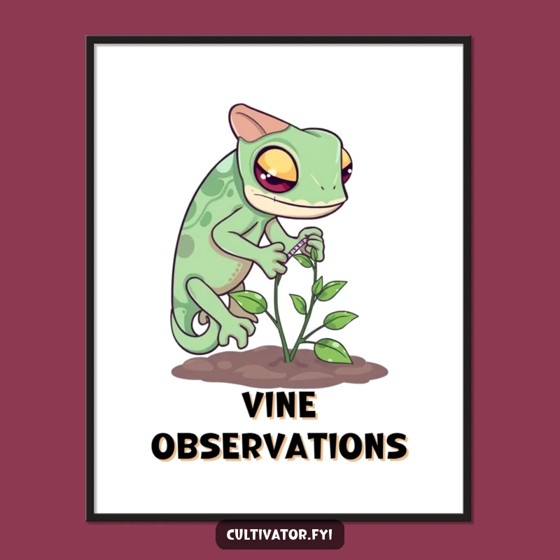 Funny Chameleon Measuring Poster: Whimsical Science Art & Humorous Gift