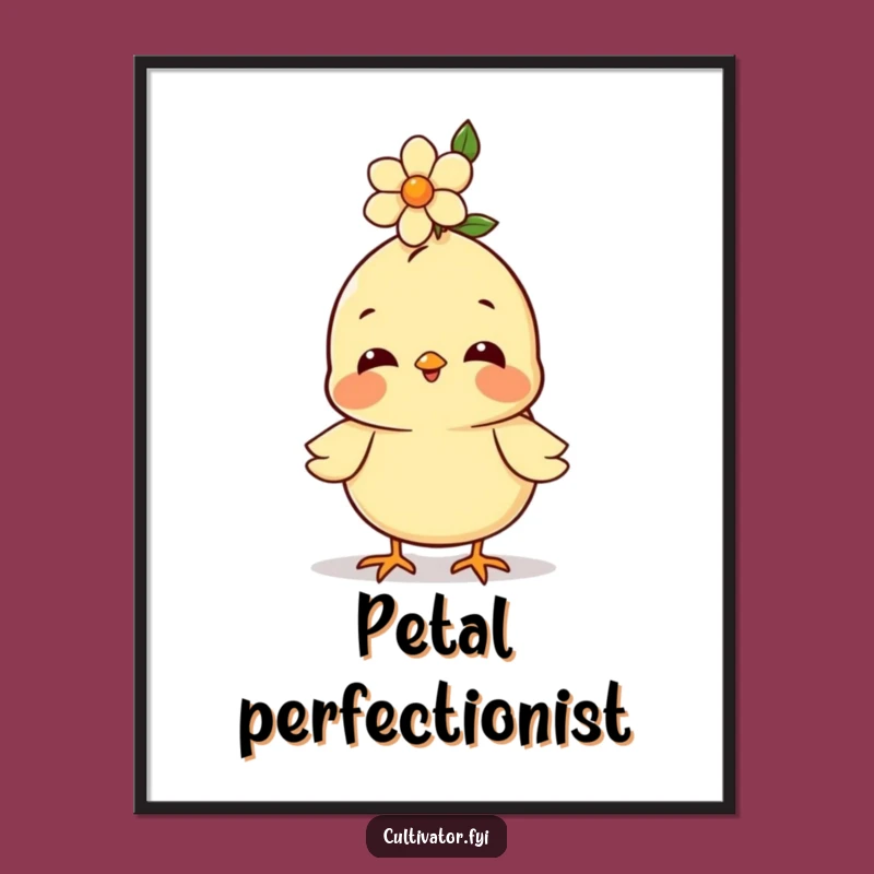 Funny Chick Poster: Happy Bloom Balance, Cheerful Wall Art, Joyful Decor Gift