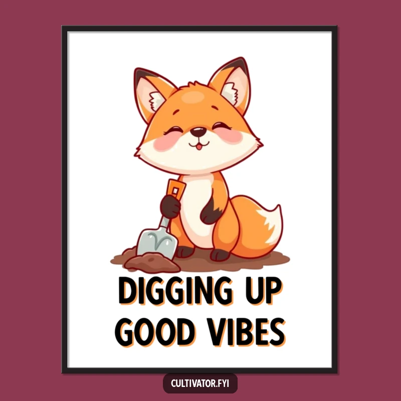Funny Fox Digging Poster: Bold, Humorous Wall Art for Adventurous Spaces