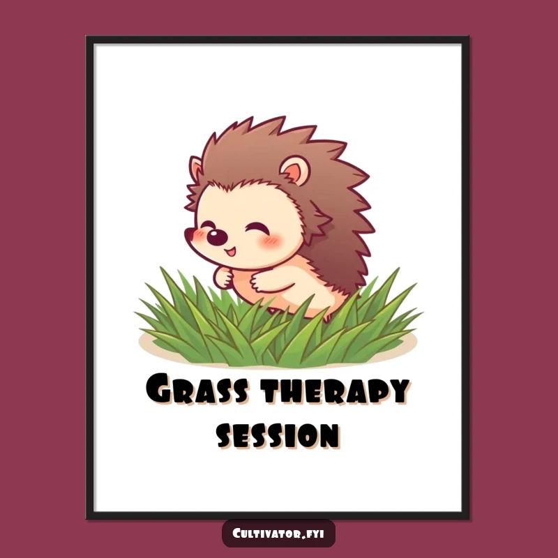 Funny Hedgehog Roll Art: Giggling Scene, Whimsical Funny Gift Poster!