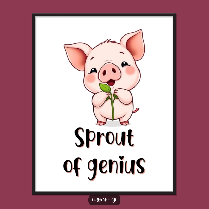 Funny Piglet Sprout Poster: Add Growing Whimsy to Walls