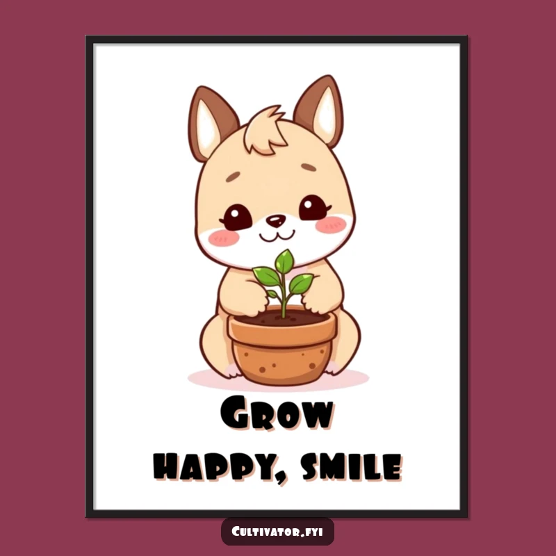 Funny Gardener Animal Poster: Tiny Sprouts Art, Lovely Funny Gift!