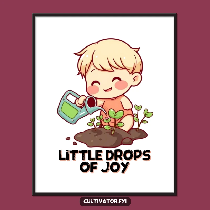 Funny Watering Sprout Poster: Cheerful Wall Art for Plant Parents